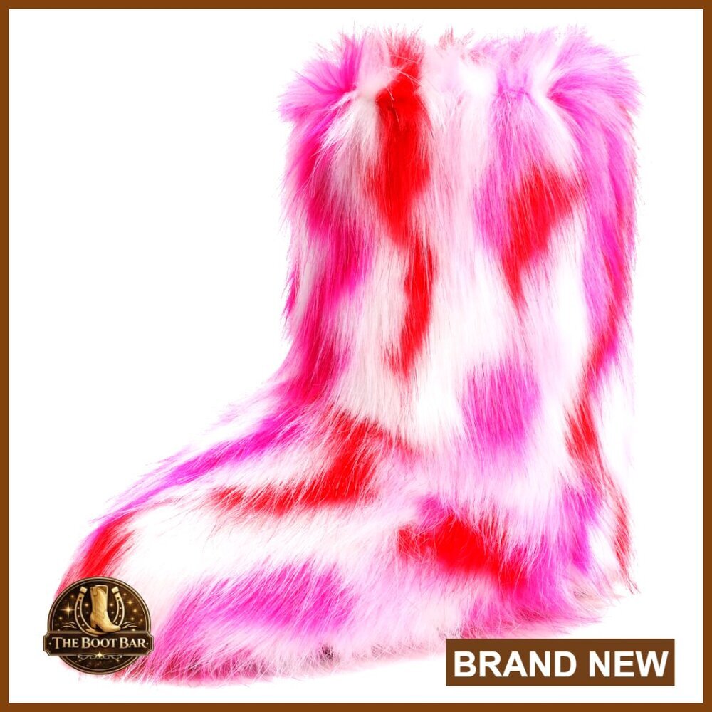 Faux Fur Suede Round Toe Snow Boots Warm Plush Winter Outdoor Indoor
